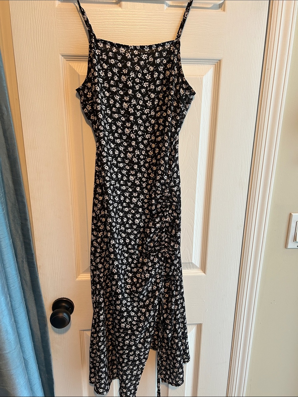 Kendall & Kylie Black Floral Slip Dress with White Daisy Print